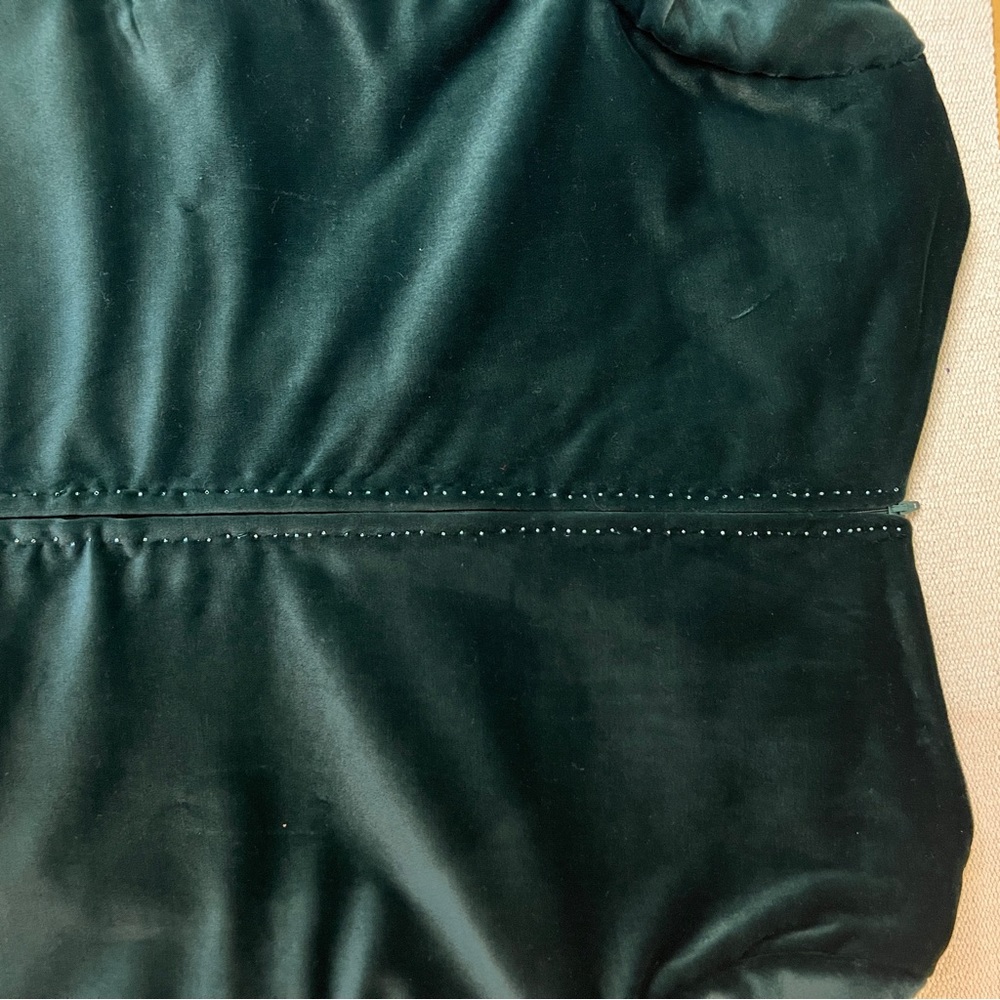 Vintage Style Handmade Green Velvet Bell Sleeve Mini Dress - Picture 13 of 16